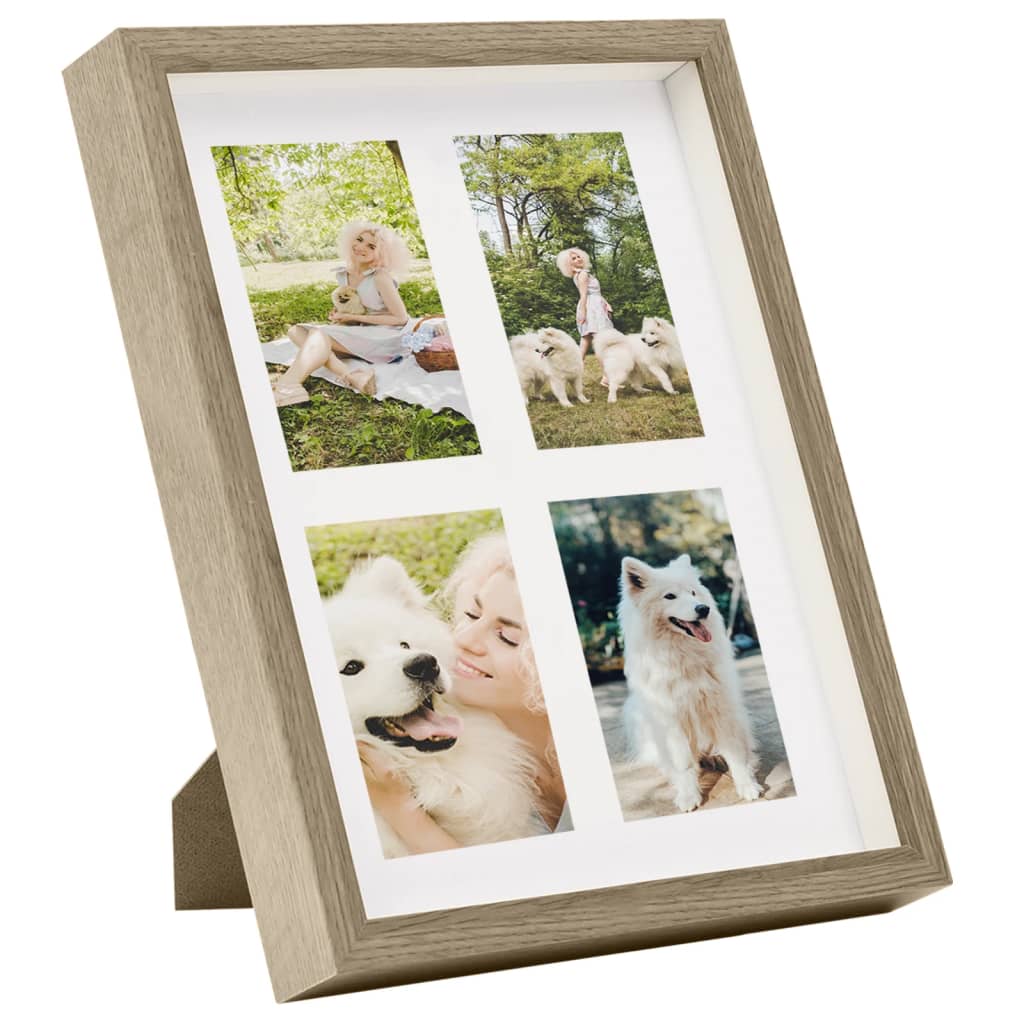 Berkfield 3D Box Photo Frames 3 pcs Dark Wood 28x35cm for 4x