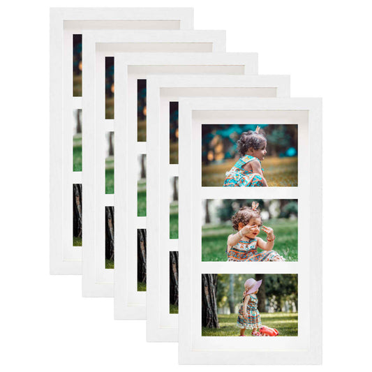 Berkfield 3D Box Photo Frames 5 pcs White 18x35 cm for 3x