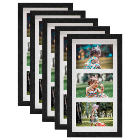 Berkfield 3D Box Photo Frames 5 pcs Black 18x35 cm for 3x
