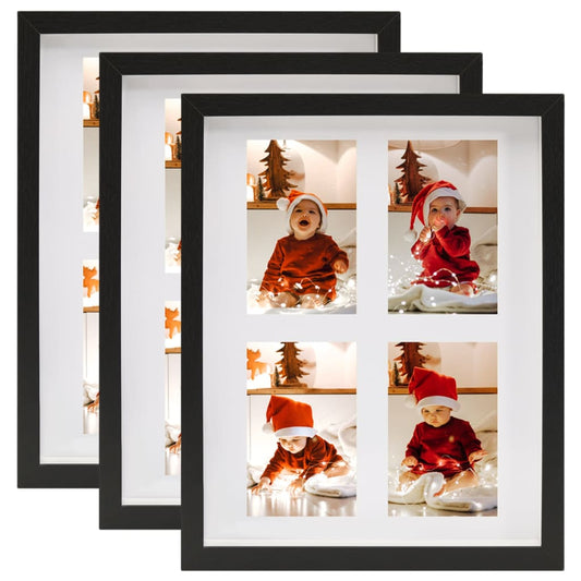 Berkfield 3D Box Photo Frames 3 pcs Black 28x35 cm for 4x