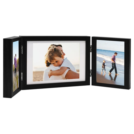 Berkfield Trifold Photo Frame Collage Black 28x18 cm+2x