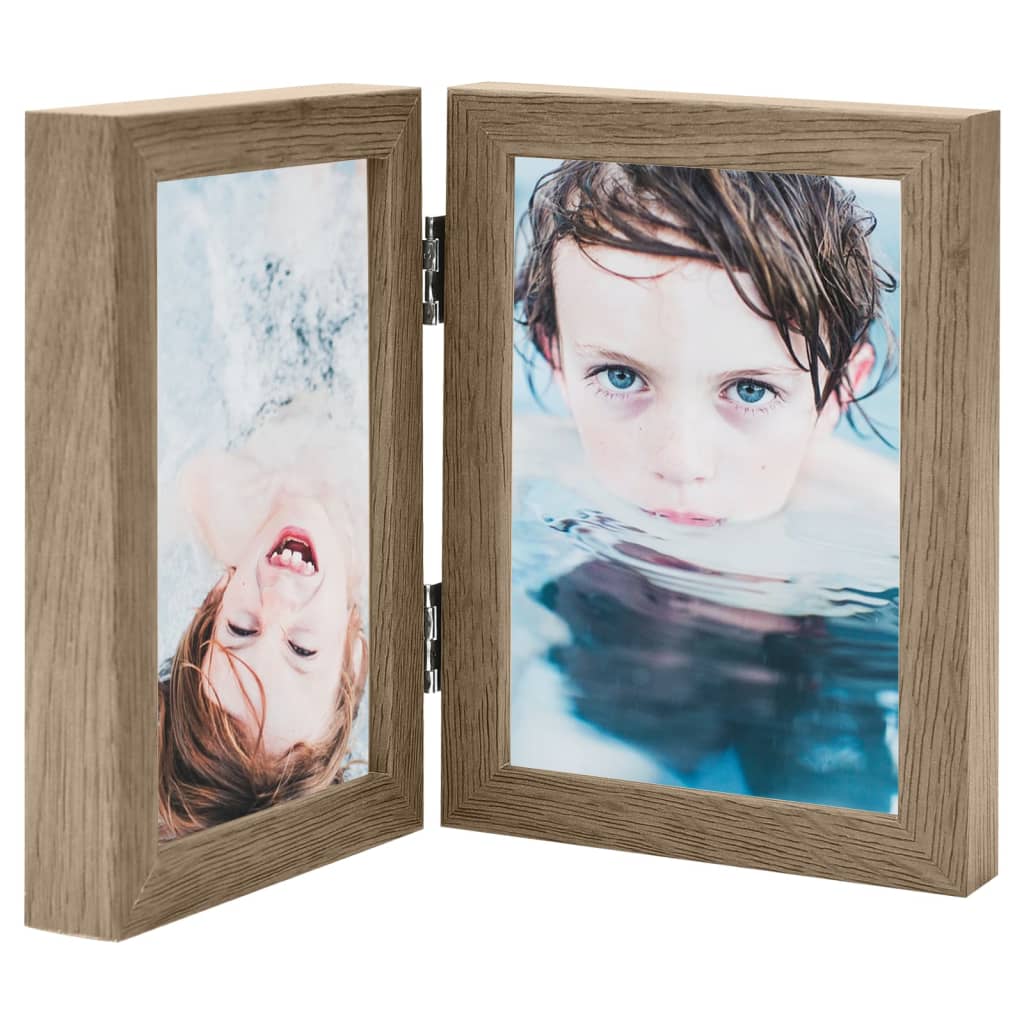 Berkfield Bifold Photo Frame Collage Light Brown 2x