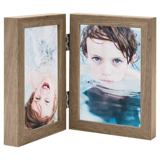 Berkfield Bifold Photo Frame Collage Light Brown 2x