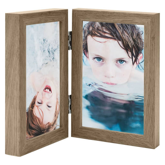Berkfield Bifold Photo Frame Collage Light Brown 2x