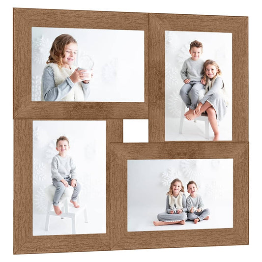 Berkfield Collage Photo Frame for 4x(13x18 cm) Picture Light Brown MDF