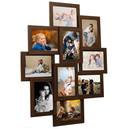 Berkfield Collage Photo Frame for 10x(10x15 cm) Picture Dark Brown MDF