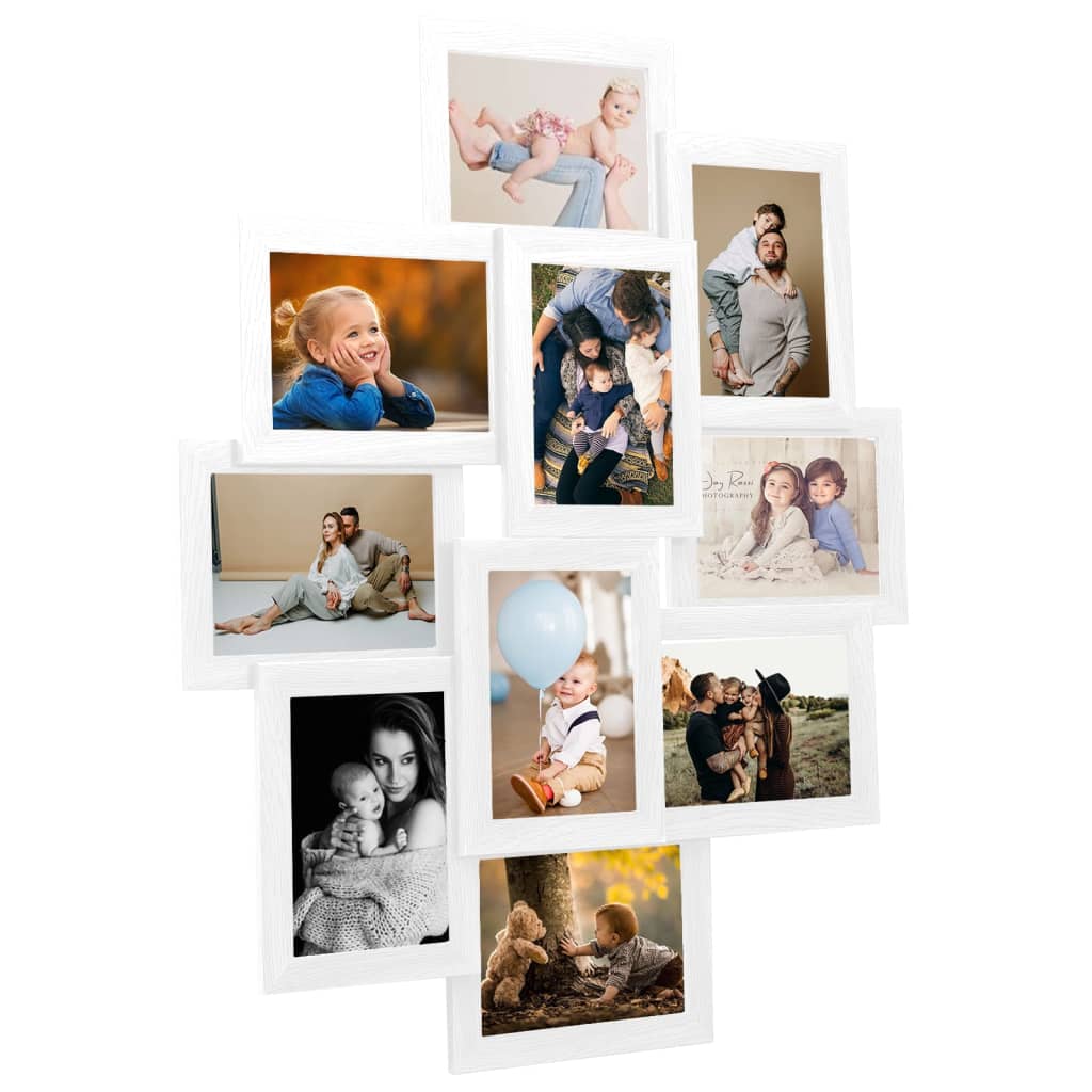 Berkfield Collage Photo Frame for 10x(13x18 cm) Picture White MDF