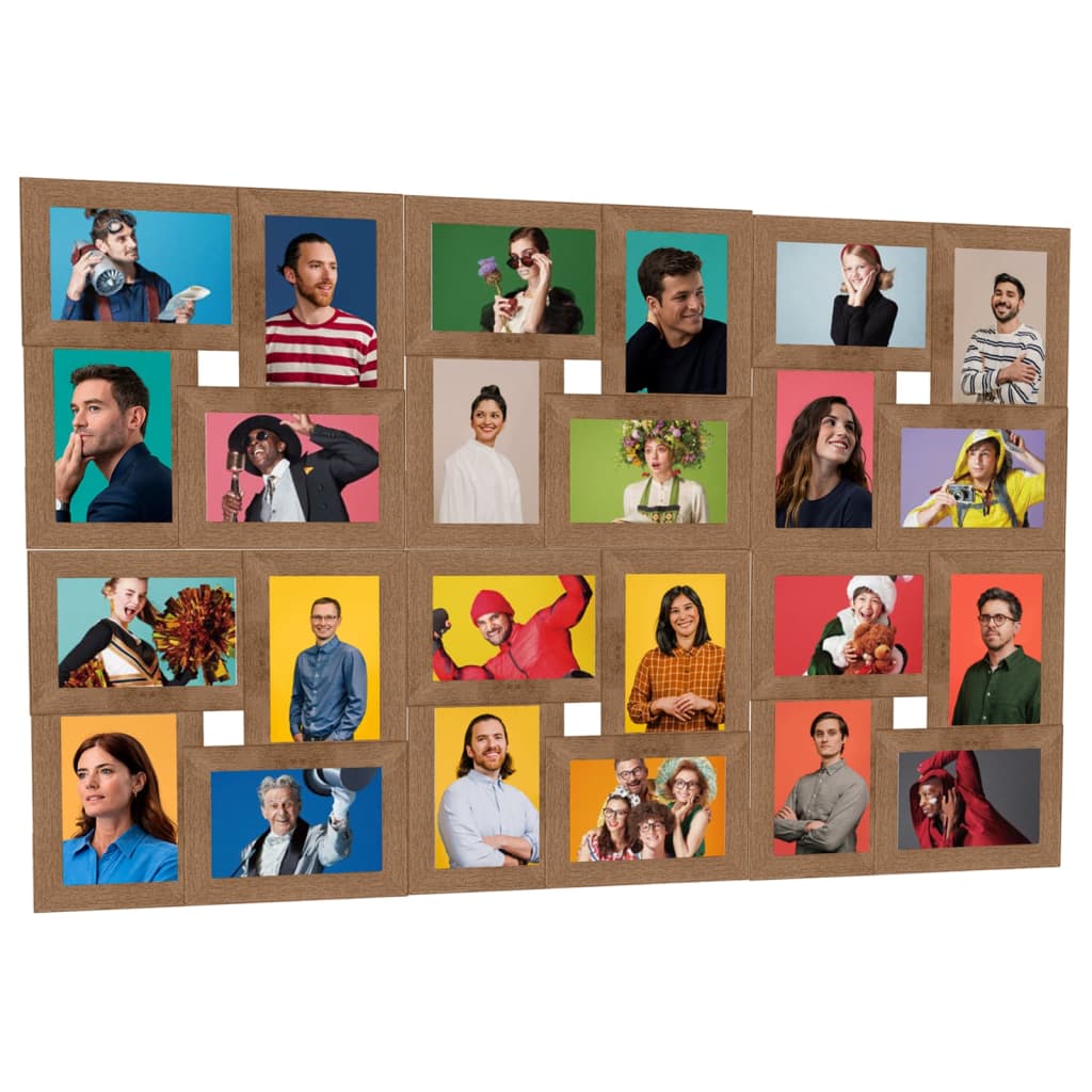 Berkfield Collage Photo Frame for 24x(10x15 cm) Picture Light Brown MDF
