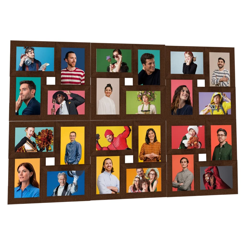 Berkfield Collage Photo Frame for 24x(10x15 cm) Picture Dark Brown MDF