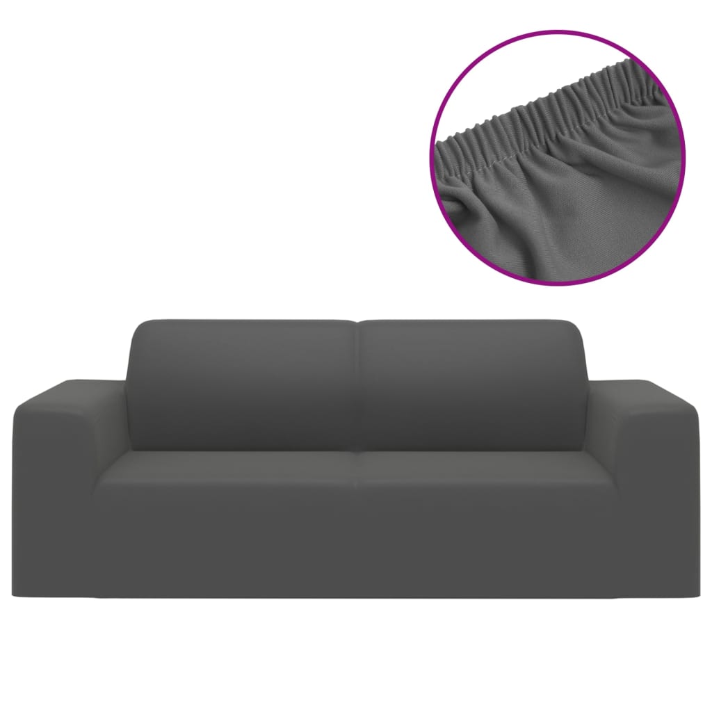 Berkfield 2-Seater Stretch Couch Slipcover Anthracite Polyester Jersey