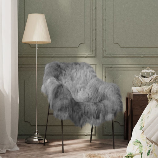 Berkfield Icelandic Sheepskin Chair Cover Grey 70x110 cm