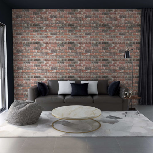Berkfield 3D Wall Panels with Dark Brown & Grey Brick Design 10 pcs EPS