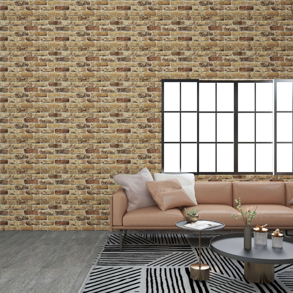 Berkfield 3D Wall Panels with Dark Sand Brick Design 10 pcs EPS