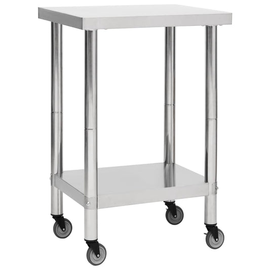 Berkfield Kitchen Work Table with Wheels 60x60x85 cm Stainless Steel