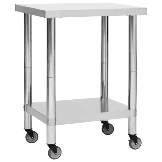 Berkfield Kitchen Work Table with Wheels 80x30x85 cm Stainless Steel