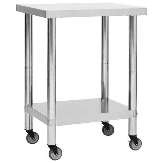 Berkfield Kitchen Work Table with Wheels 80x45x85 cm Stainless Steel