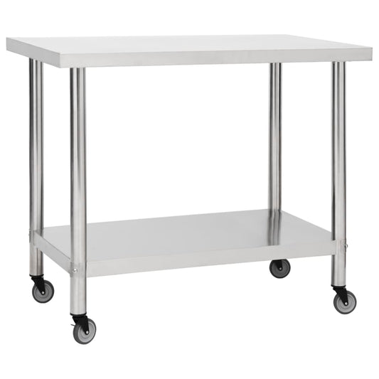 Berkfield Kitchen Work Table with Wheels 80x60x85 cm Stainless Steel