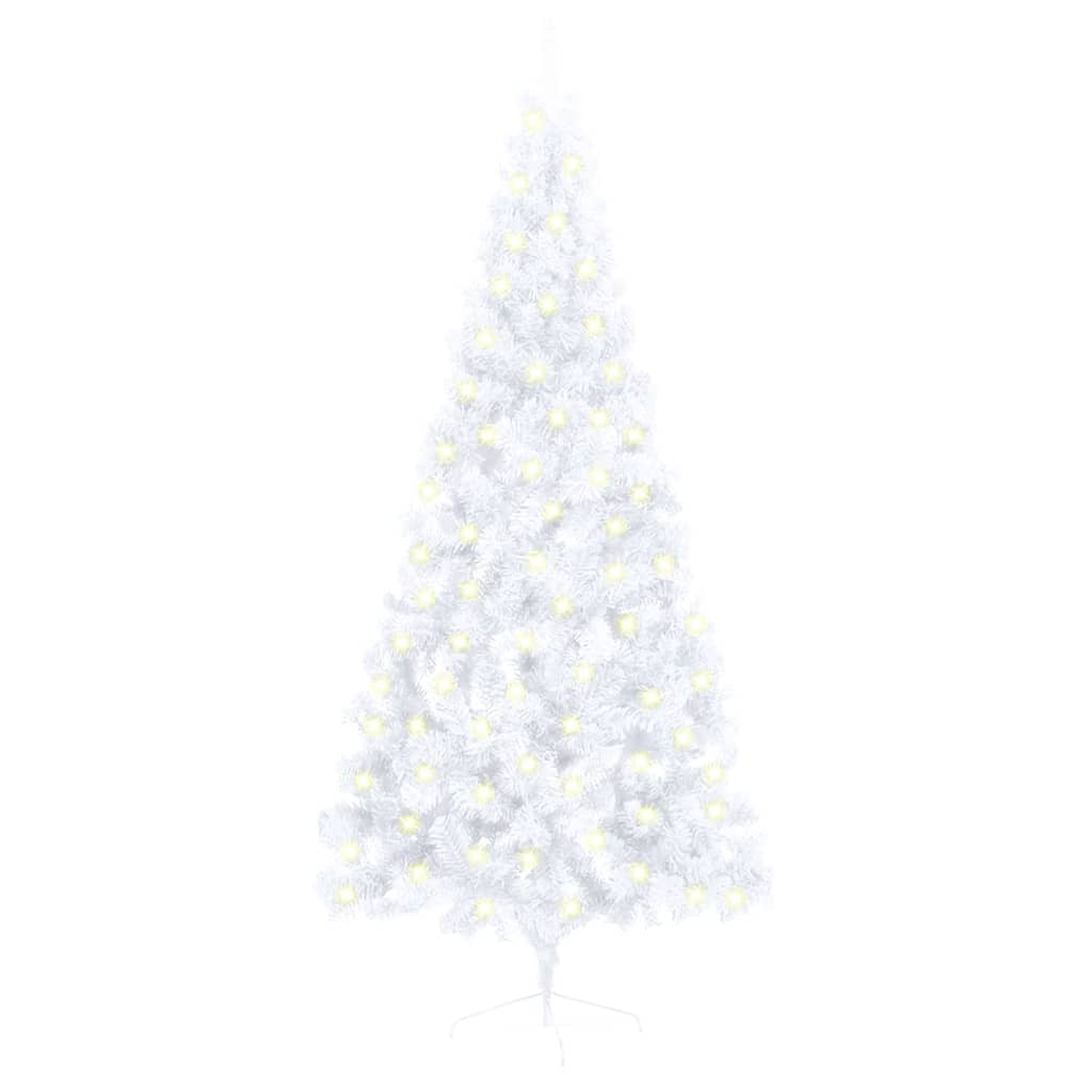 Berkfield Artificial Half Christmas Tree with LED&Stand White 180 cm PVC