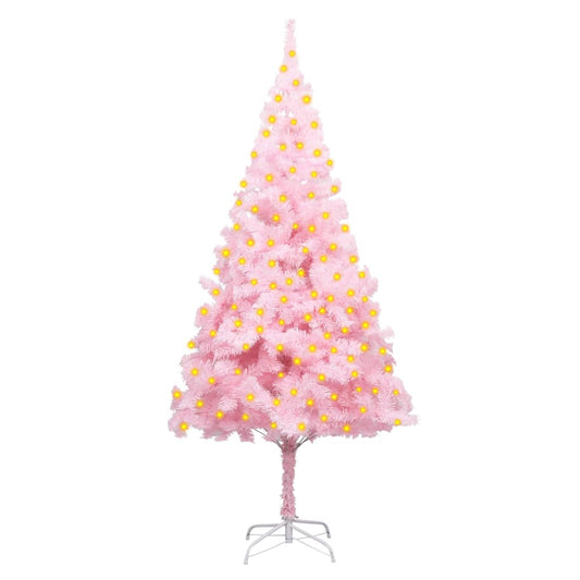 Berkfield Artificial Christmas Tree with LEDs&Stand Pink 180 cm PVC
