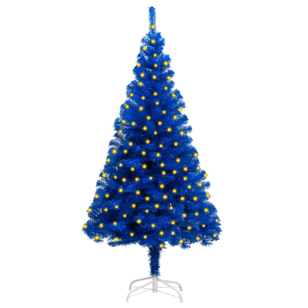 Berkfield Artificial Christmas Tree with LEDs&Stand Blue 150 cm PVC