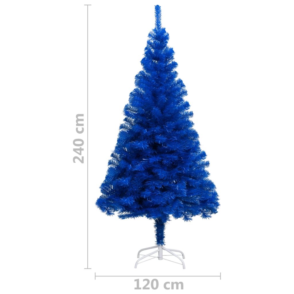 Berkfield Artificial Christmas Tree with LEDs&Stand Blue 240 cm PVC