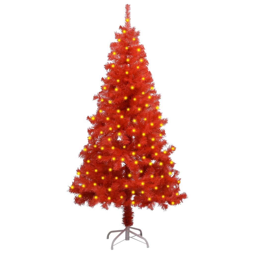 Berkfield Artificial Christmas Tree with LEDs&Stand Red 150 cm PVC