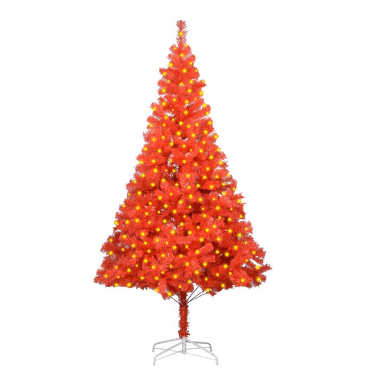 Berkfield Artificial Christmas Tree with LEDs&Stand Red 210 cm PVC