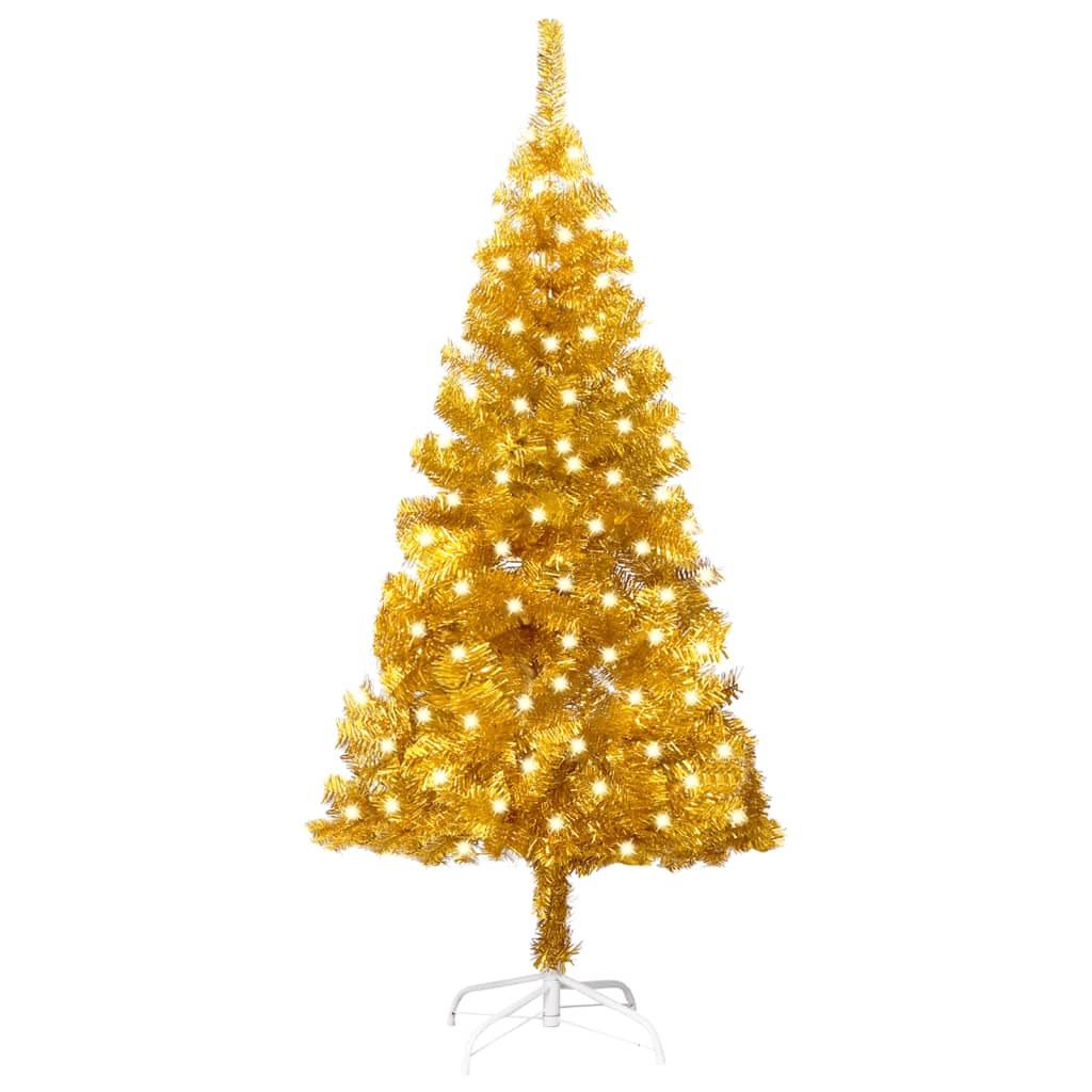 Berkfield Artificial Christmas Tree with LEDs&Stand Gold 120 cm PET