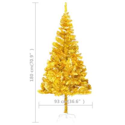 Berkfield Artificial Christmas Tree with LEDs&Stand Gold 180 cm PET