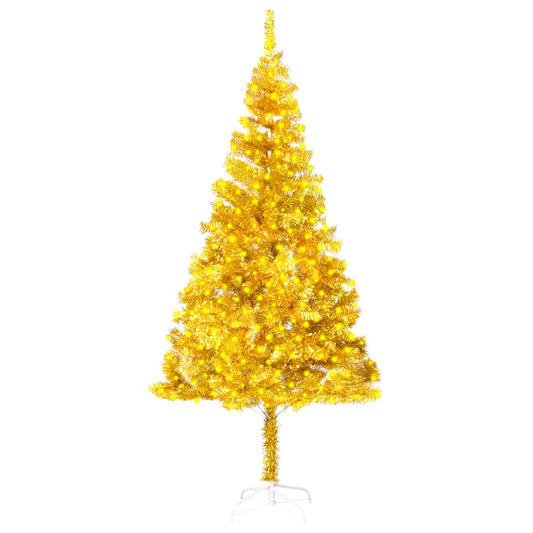 Berkfield Artificial Christmas Tree with LEDs&Stand Gold 210 cm PET