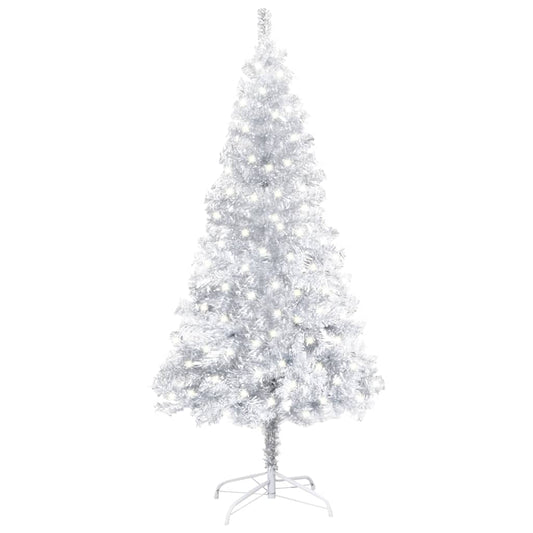 Berkfield Artificial Christmas Tree with LEDs&Stand Silver 120 cm PET