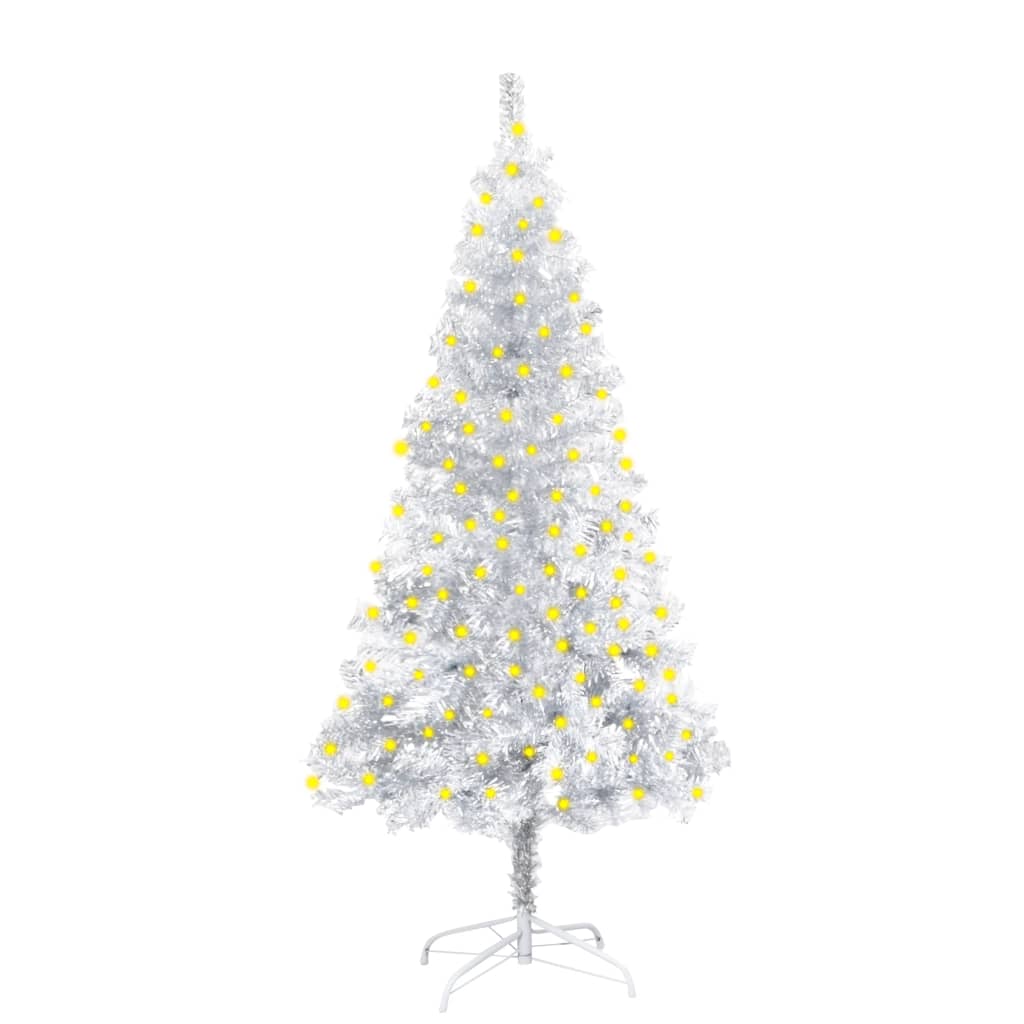 Berkfield Artificial Christmas Tree with LEDs&Stand Silver 150 cm PET