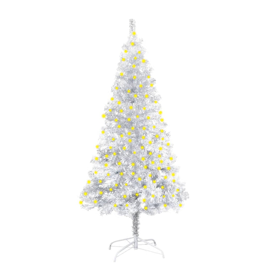 Berkfield Artificial Christmas Tree with LEDs&Stand Silver 150 cm PET