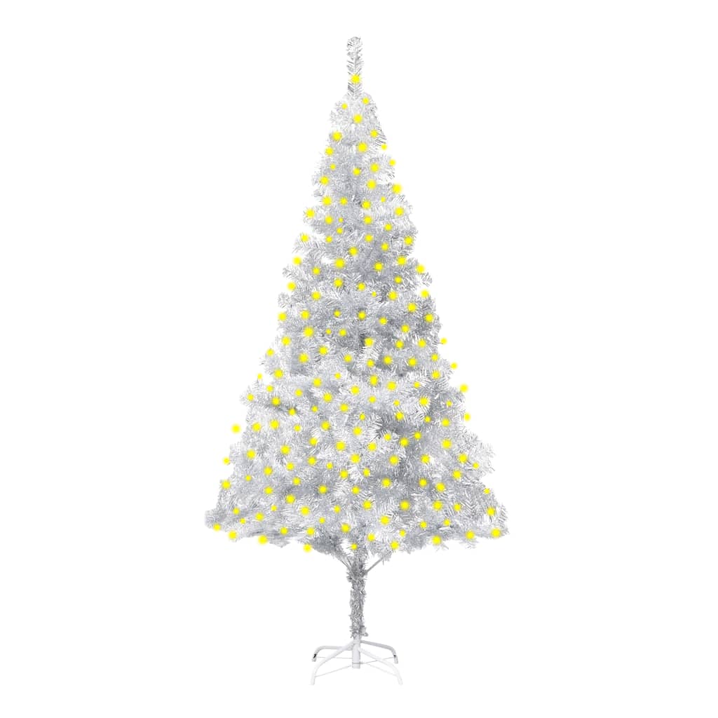 Berkfield Artificial Christmas Tree with LEDs&Stand Silver 210 cm PET