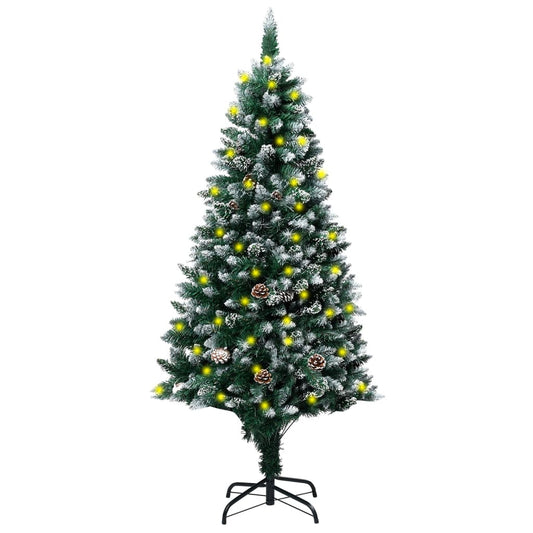 Berkfield Artificial Christmas Tree LEDs&Pine Cones&White Snow 180 cm