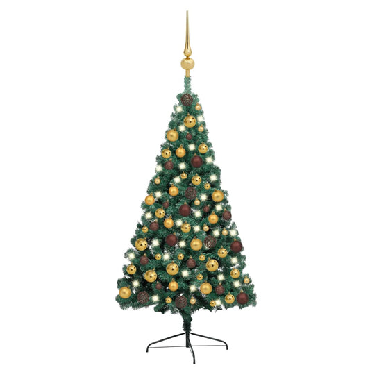 Berkfield Artificial Half Christmas Tree with LEDs&Ball Set Green 150 cm