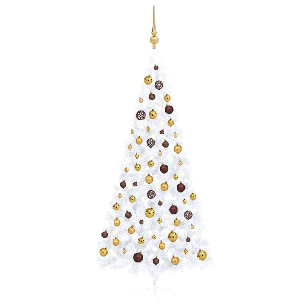 Berkfield Artificial Half Christmas Tree with LEDs&Ball Set White 240 cm