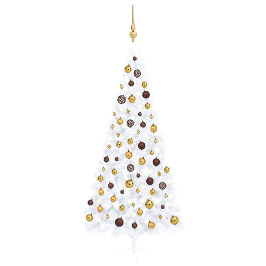 Berkfield Artificial Half Christmas Tree with LEDs&Ball Set White 240 cm