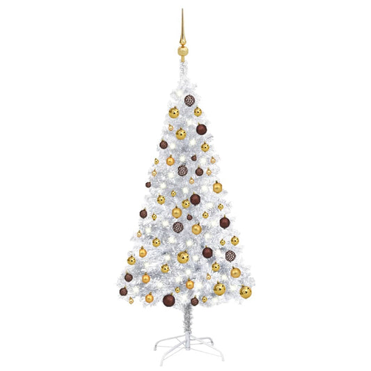 Berkfield Artificial Christmas Tree with LEDs&Ball Set Silver 120 cm PET