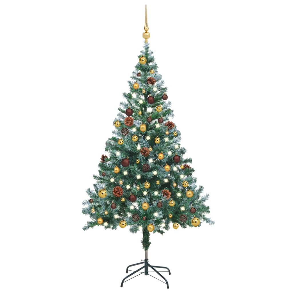 Berkfield Frosted Christmas Tree with LEDs&Ball Set&Pinecones 150 cm