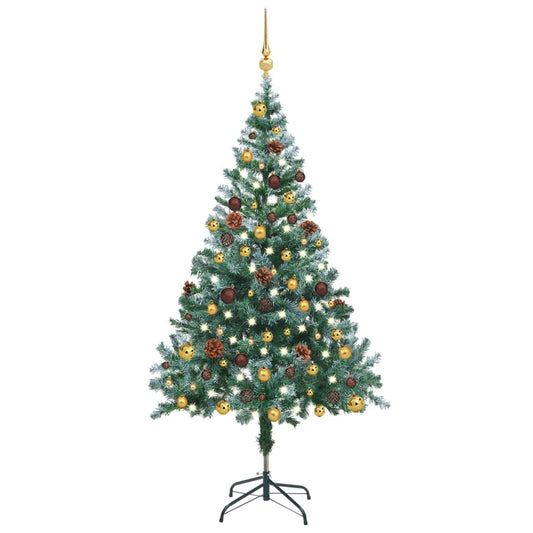 Berkfield Frosted Christmas Tree with LEDs&Ball Set&Pinecones 150 cm