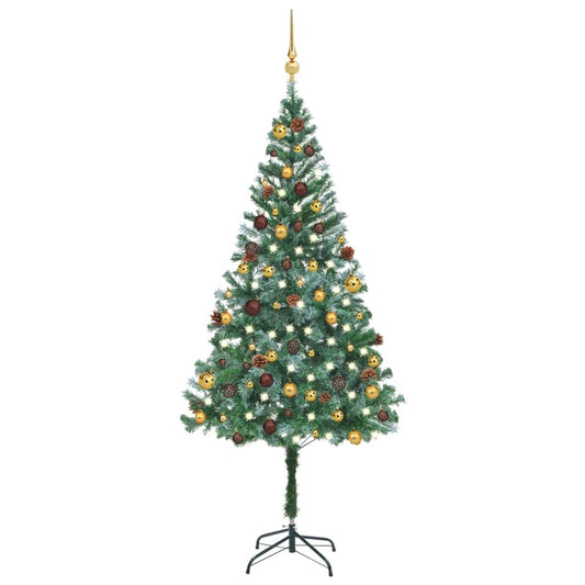 Berkfield Artificial Christmas Tree with LEDs&Ball Set&Pinecones 180 cm