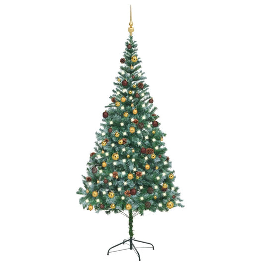 Berkfield Artificial Christmas Tree with LEDs&Ball Set&Pinecones 210 cm