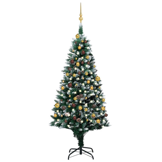 Berkfield Artificial Christmas Tree with LEDs&Ball Set&Pinecones 180 cm