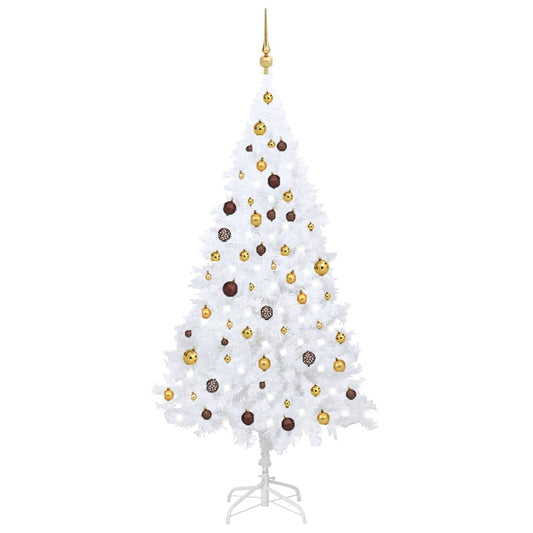 Berkfield Artificial Christmas Tree with LEDs&Ball Set White 180 cm PVC