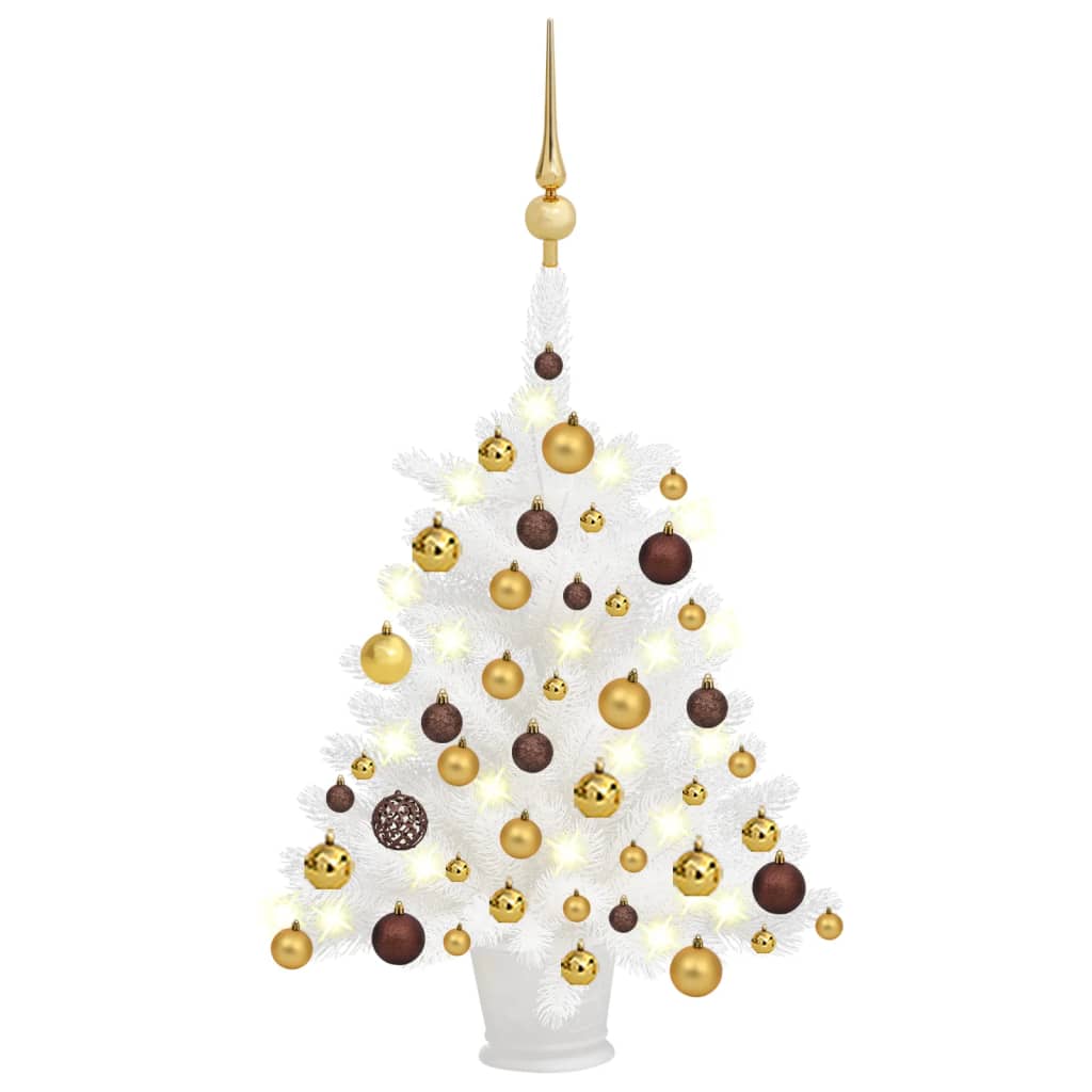 Berkfield Artificial Christmas Tree with LEDs&Ball Set White 65 cm
