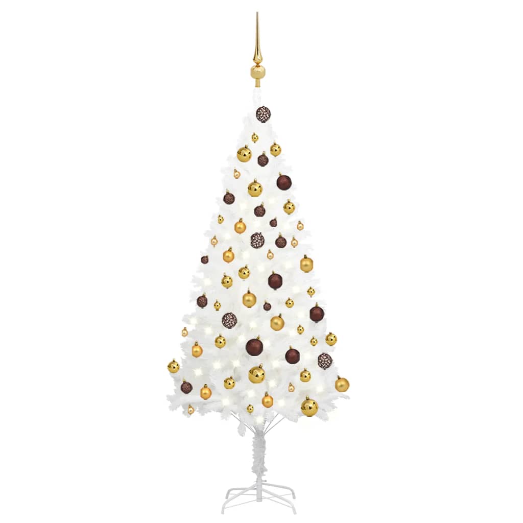 Berkfield Artificial Christmas Tree with LEDs&Ball Set White 120 cm