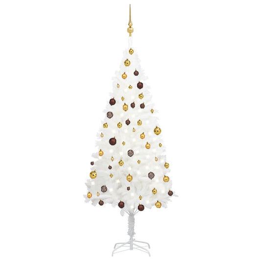 Berkfield Artificial Christmas Tree with LEDs&Ball Set White 180 cm