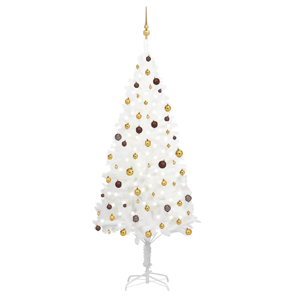 Berkfield Artificial Christmas Tree with LEDs&Ball Set White 240 cm