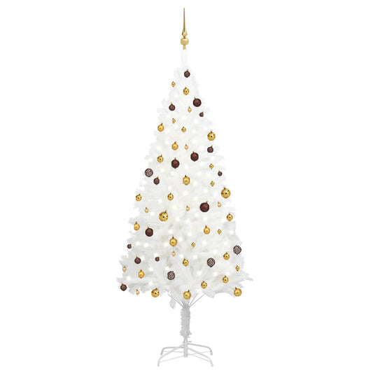 Berkfield Artificial Christmas Tree with LEDs&Ball Set White 240 cm